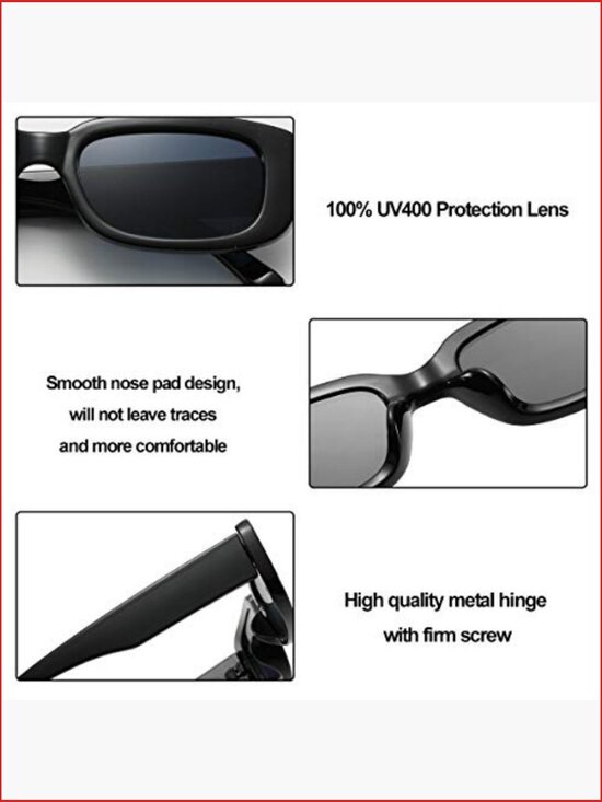 Retro Square Rectangle Sunglasses UV400 Protection Non-Polarized Plastic Frame main image 4